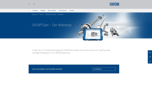 Screenshot der Startseite von grobgroup.com umgesetzt mit dem OXID eShop